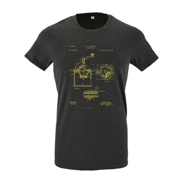 Футболка приталенная Old Patents. Coffee Mill, черный меланж, размер S