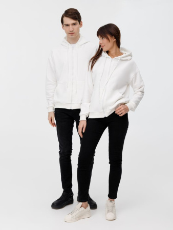Толстовка унисекс оверсайз на молнии Zippy Terry, белая, размер XS/S