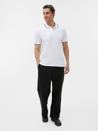 Рубашка поло унисекс Palermo, белая с темно-синим, размер 3XL