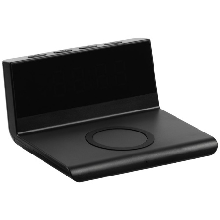 Станция беспроводной зарядки с часами Electron, ver.2, черная Станция беспроводной зарядки с часами Electron, ver.2, черная