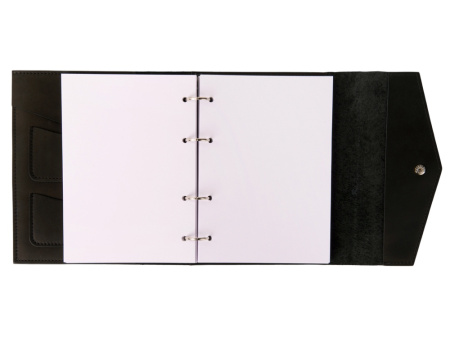 Блокнот кожаный А5 на кольцах, черный