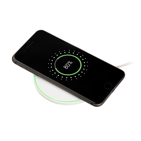 Беспроводное зарядное устройство с подсветкой 15W Auris, белое Беспроводное зарядное устройство с подсветкой 15W Auris, белое