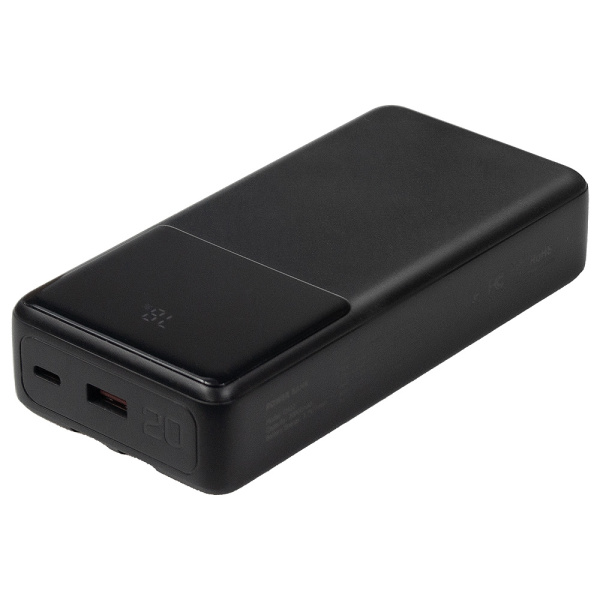 Внешний аккумулятор (powerbank) «Stream 20», 20 000 mAH, с двумя зарядными шнурами,  22,5W (Ватт)  super fast charge, Power Delivery (PD) 25.5W (dfnn), c цифровым дисплеем для контроля заряда, черный