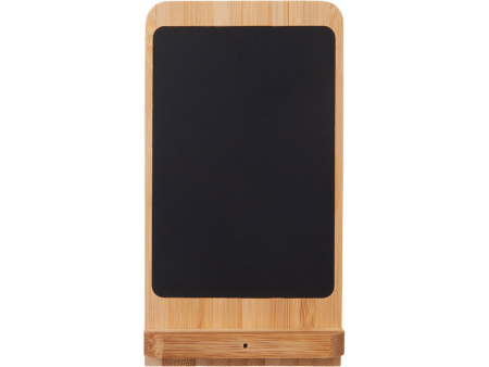 Беспроводное зарядное устройство 2-в-1 с подсветкой лого Reedia S4, 15 Вт, бамбук, черный Беспроводное зарядное устройство 2-в-1 с подсветкой лого Reedia S4, 15 Вт, бамбук, черный