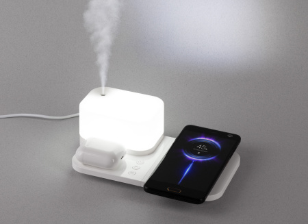 Настольная беспроводная (15W) зарядная станция  "Smart Base" с увлажнителем и лампой Настольная беспроводная (15W) зарядная станция  "Smart Base" с увлажнителем и лампой