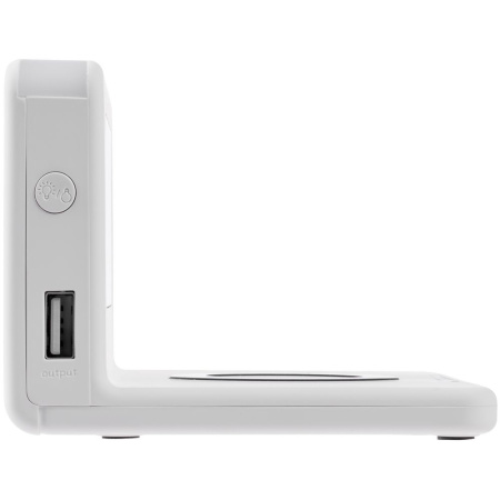 Часы настольные с беспроводным зарядным устройством Pitstop, белые Часы настольные с беспроводным зарядным устройством Pitstop, белые