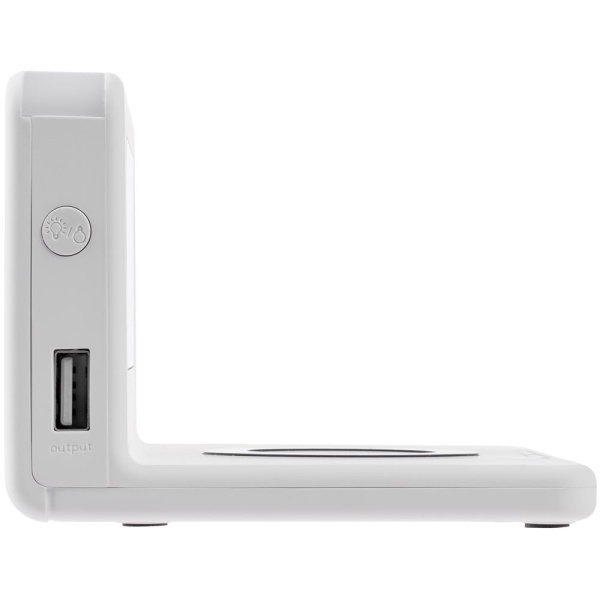 Часы настольные с беспроводным зарядным устройством Pitstop, белые Часы настольные с беспроводным зарядным устройством Pitstop, белые