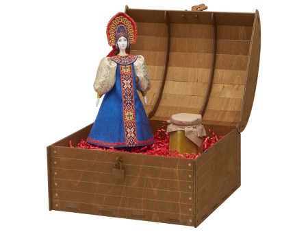 Подарочный набор: кукла фарфоровая, крем-мед, синий