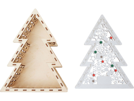 Шкатулка из фанеры в виде елки Firytale , серебристая