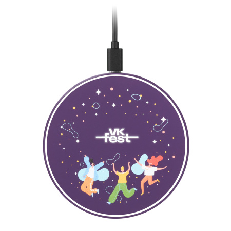 Беспроводное зарядное устройство с подсветкой 15W Auris, фиолетовое