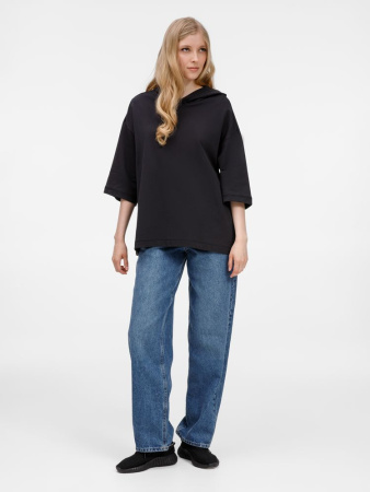 Футболка оверсайз унисекс с капюшоном Neofit, черная, размер XL/XXL