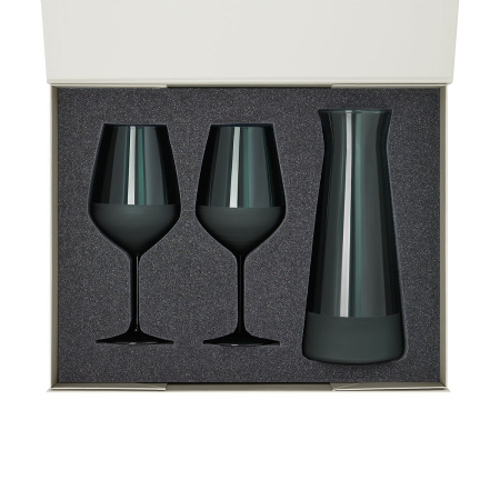 Подарочный набор декантер + 2 бокала для вина Emerald в серой коробке
