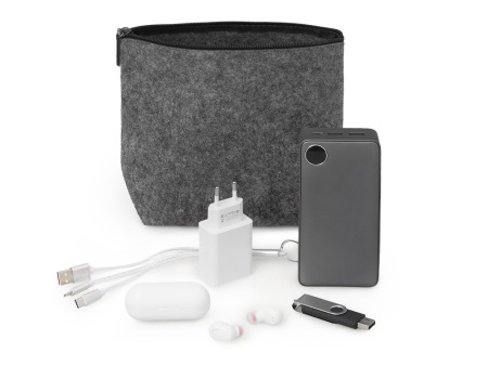 Органайзер для электроники и проводов Felt из RPET-фетра, серый