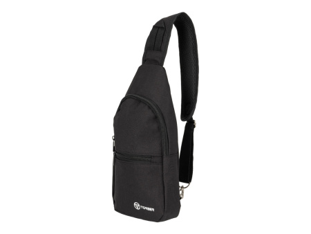 Рюкзак TORBER с одним плечевым ремнем, чёрный, полиэстер 300D, 33 х 17 х 6 см