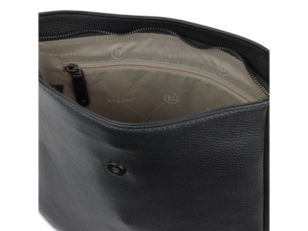 Сумка женская BUGATTI ЭЛЬЗА | ELSA, чёрная, воловья кожа/полиэстер, 29х8х27 см