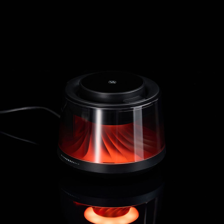 Bluetooth-колонка с подсветкой и беспроводной зарядкой Quantium, черная Bluetooth-колонка с подсветкой и беспроводной зарядкой Quantium, черная