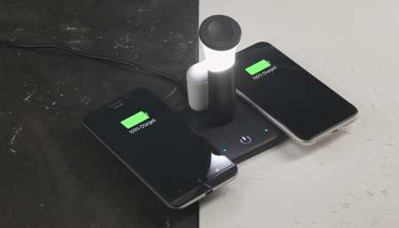 Настольная беспроводная (15W) зарядная станция "Bridge" для часов, наушников, смартфонов, с лампой Настольная беспроводная (15W) зарядная станция "Bridge" для часов, наушников, смартфонов, с лампой