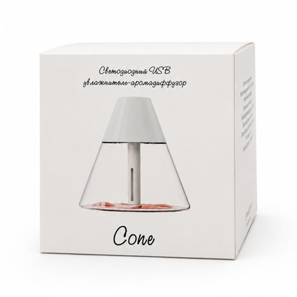 Светодиодный USB увлажнитель-аромадиффузор Cone, белый
