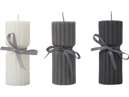 Набор свечей с гранями Vela, темно-серый, белый
