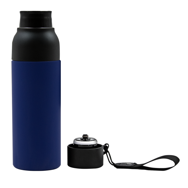 Термобутылка Button Black (черный с синим)