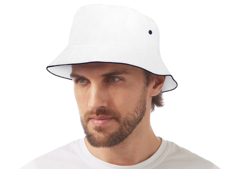 Панама с контрастной окантовкой , белый/темно-синий