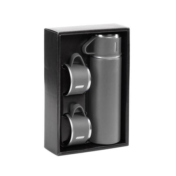 Набор подарочный "Алтай": термос, 3 кружки, покрытие пудра