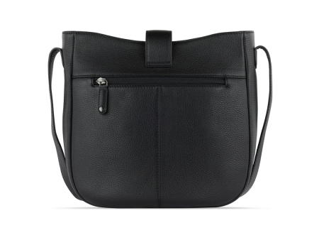 Сумка женская BUGATTI ЭЛЬЗА | ELSA, чёрная, воловья кожа/полиэстер, 29х8х27 см