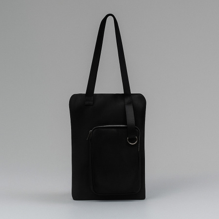 Шоппер Superbag Pocket, с внутренним креплением (карабин) и чехлом для мелочей (черный)