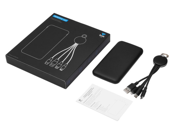 Набор из внешнего аккумулятора и универсального кабеля с подсветкой лого Reserve LED, 10000mAh Набор из внешнего аккумулятора и универсального кабеля с подсветкой лого Reserve LED, 10000mAh