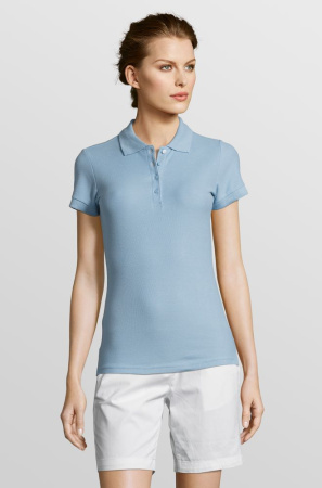 Рубашка поло женская People 210 голубая, размер XXL
