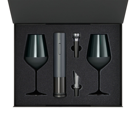 Подарочный набор 2 бокала для вина Emerald + набор для вина Sacramento в черной коробке