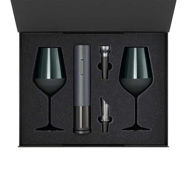 Подарочный набор 2 бокала для вина Emerald + набор для вина Sacramento в черной коробке