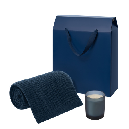 Подарочный набор Энигма (Enigmа), Мальта Софт (Malta Soft), синий (свеча, плед)