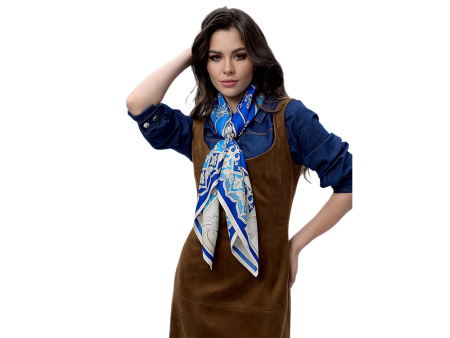 Платок Птица дивная, синий
