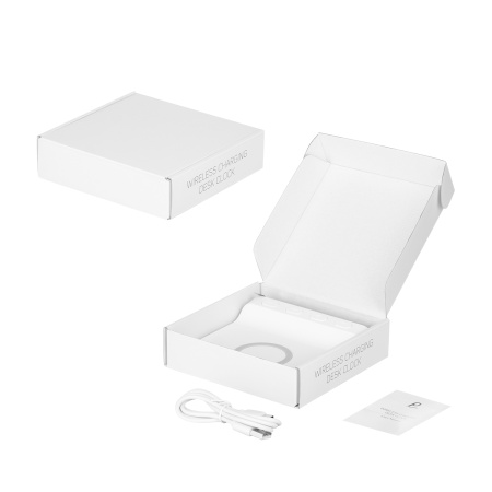 Зарядная станция с часами 15W Rigel, белая Зарядная станция с часами 15W Rigel, белая