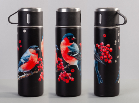 Набор подарочный "Алтай": термос, 3 кружки, покрытие пудра