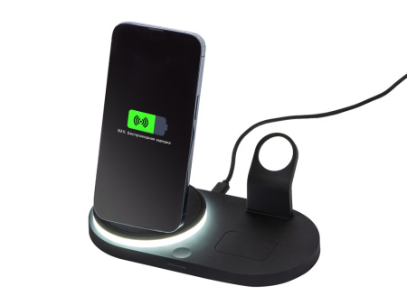 Складная зарядная станция с беспроводной зарядкой Flashport, 15 Вт Складная зарядная станция с беспроводной зарядкой Flashport, 15 Вт