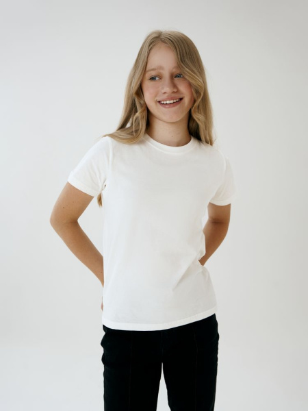 Футболка детская T-Bolka Kids, белая (теплый оттенок), 8 лет