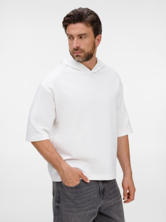 Футболка оверсайз унисекс с капюшоном Neofit, молочно-белая, размер XS/S