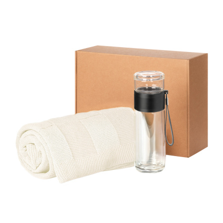 Подарочный набор Terso, Cella, бежевый (плед, термобутылка)