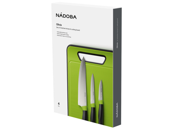 Набор из 3 ножей с пластиковой разделочной доской OLIVIA