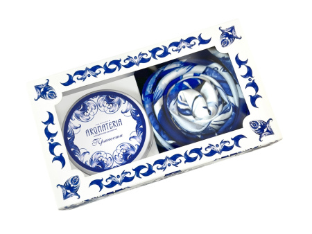 Набор: платок Гжель и свеча Птица счастья