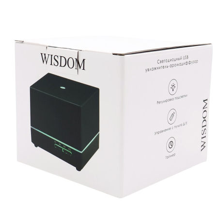 Светодиодный USB увлажнитель Wisdom с подсветкой гравировки, черный