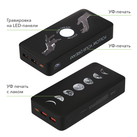 Внешний аккумулятор с подсветкой Ancor PD Plus 20000 mAh, черный