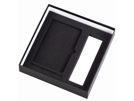 Подарочный набор с блокнотом С1, металлической ручкой и термосом, черный