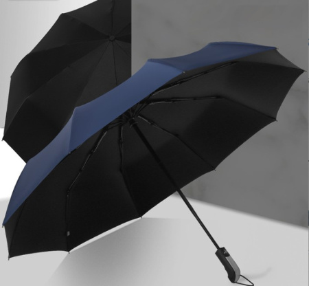 Зонт складной автоматический диаметр 103 см, радиус 23 дюйма,  Forest BERGEN, 10 панелей, с UV защитой в подарочной коробке, черный