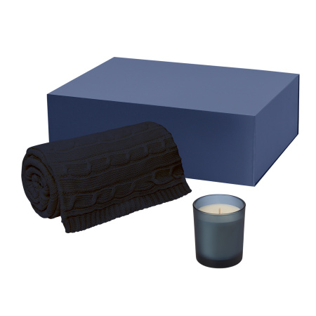 Подарочный набор Энигма (Enigma),Фадо (Fado), синий (свеча, плед)