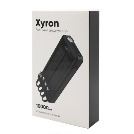 Внешний аккумулятор Xyron с солнечной панелью, 10000 mAh, черный