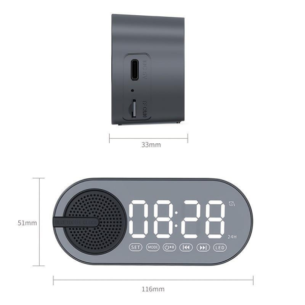 Колонка беспроводная MyTone Sound Clock Print Sample "Железные дороги" c часами, черная