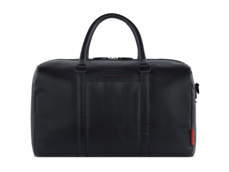 Сумка дорожная BUGATTI КЛАРК | CLARK, чёрная, воловья кожа/полиэстер, 45х20х27,5 см, 24 л
